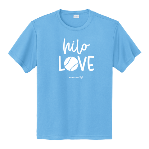 "Hilo Love Tennis" (Moisture-wicking) - Adult + Keiki Tees